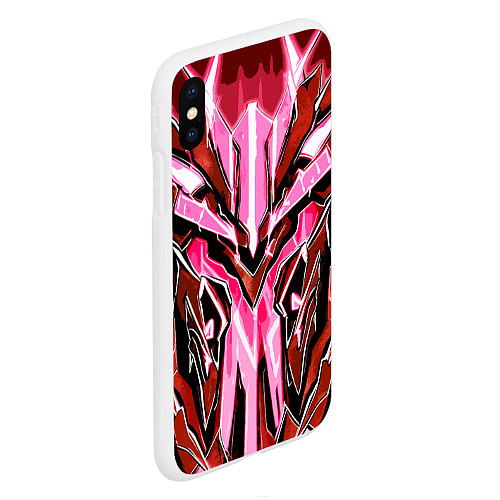 Чехол iPhone XS Max матовый Розовый кибер доспех / 3D-Белый – фото 2