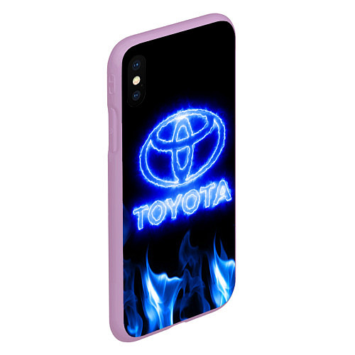 Чехол iPhone XS Max матовый Toyota neon fire / 3D-Сиреневый – фото 2