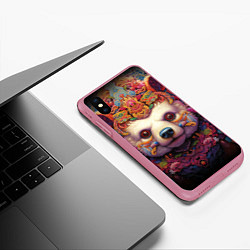 Чехол iPhone XS Max матовый Медведь мифический, цвет: 3D-малиновый — фото 2