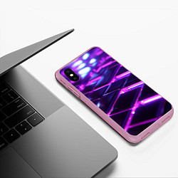 Чехол iPhone XS Max матовый Фиолетовая неоновая плитка, цвет: 3D-розовый — фото 2