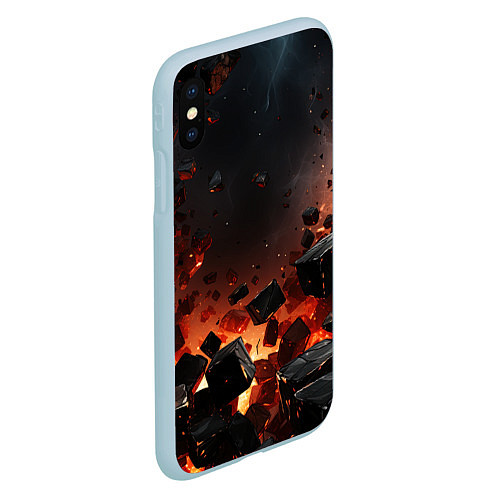 Чехол iPhone XS Max матовый Взрыв плит и огонь / 3D-Голубой – фото 2