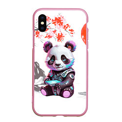 Чехол iPhone XS Max матовый Funny panda - China, цвет: 3D-розовый