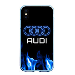 Чехол iPhone XS Max матовый Audi neon art, цвет: 3D-голубой