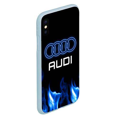 Чехол iPhone XS Max матовый Audi neon art / 3D-Голубой – фото 2