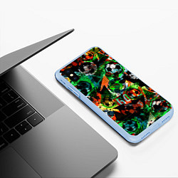 Чехол iPhone XS Max матовый Футбол узор, цвет: 3D-голубой — фото 2