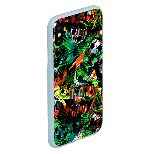 Чехол iPhone XS Max матовый Футбол узор / 3D-Голубой – фото 2