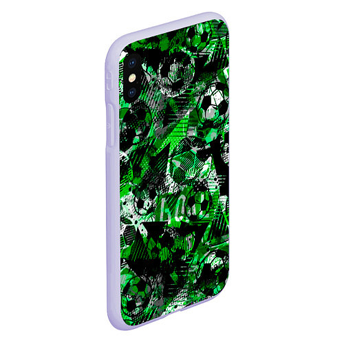 Чехол iPhone XS Max матовый Футбол узоры / 3D-Светло-сиреневый – фото 2