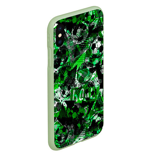 Чехол iPhone XS Max матовый Футбол узоры / 3D-Салатовый – фото 2