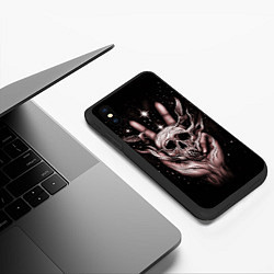 Чехол iPhone XS Max матовый Розовый череп, цвет: 3D-черный — фото 2