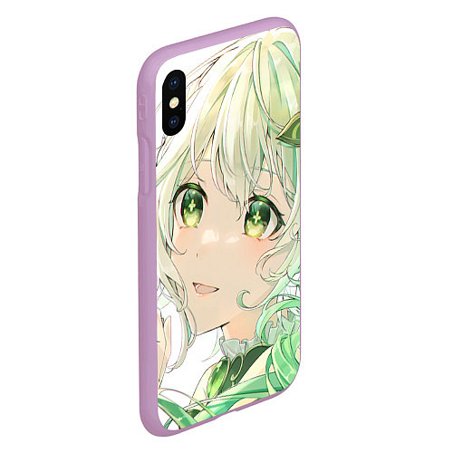 Чехол iPhone XS Max матовый Genshin Impact Nahida smile / 3D-Сиреневый – фото 2