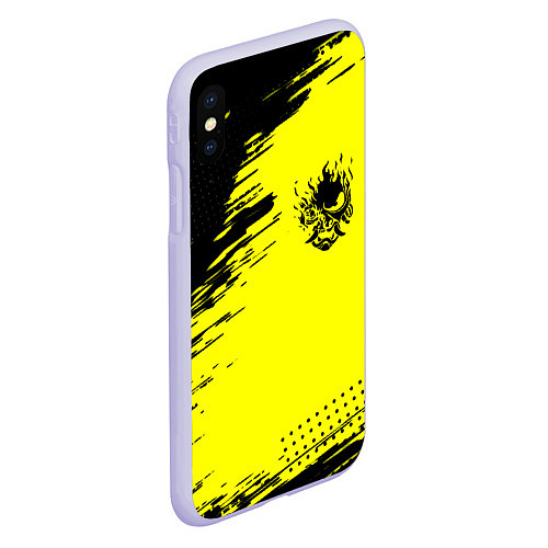 Чехол iPhone XS Max матовый Cyberpunk 2077 краски на чёрном / 3D-Светло-сиреневый – фото 2