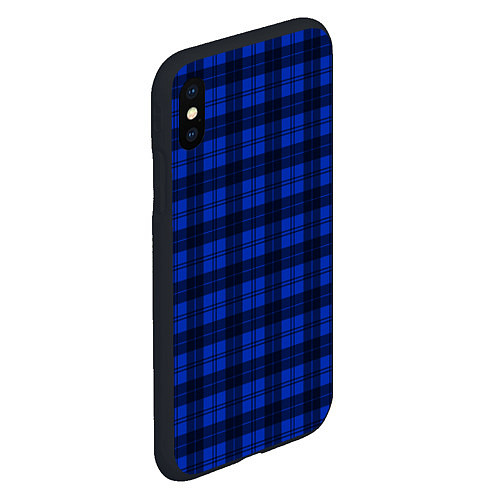 Чехол iPhone XS Max матовый Синий клетчатый / 3D-Черный – фото 2