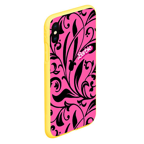 Чехол iPhone XS Max матовый Barbie - floral pattern / 3D-Желтый – фото 2