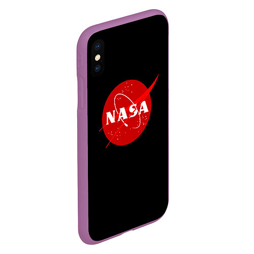 Чехол iPhone XS Max матовый NASA redlogo space usa / 3D-Фиолетовый – фото 2