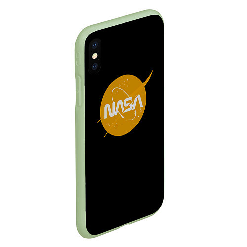 Чехол iPhone XS Max матовый NASA yellow logo / 3D-Салатовый – фото 2