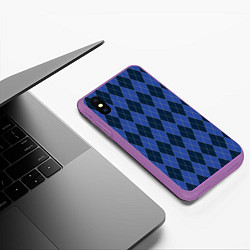 Чехол iPhone XS Max матовый Аргайл супершпион ромбы, цвет: 3D-фиолетовый — фото 2