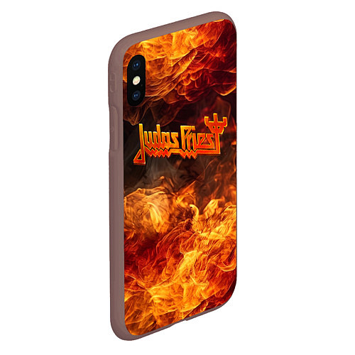 Чехол iPhone XS Max матовый Fire - Judas Priest / 3D-Коричневый – фото 2