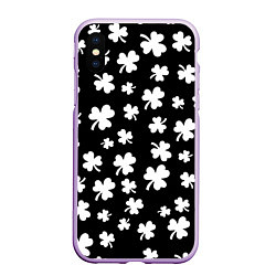 Чехол iPhone XS Max матовый Black clover pattern anime, цвет: 3D-сиреневый