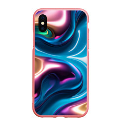 Чехол iPhone XS Max матовый Жидкий красочный металл