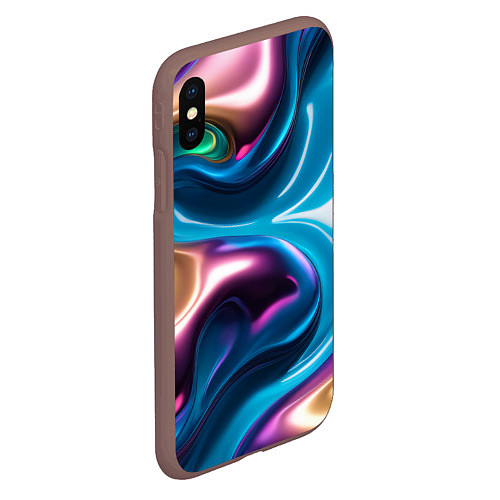 Чехол iPhone XS Max матовый Жидкий красочный металл / 3D-Коричневый – фото 2