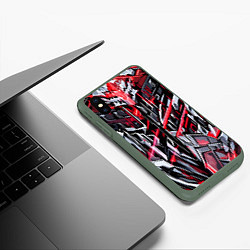 Чехол iPhone XS Max матовый Адский металл красный, цвет: 3D-темно-зеленый — фото 2