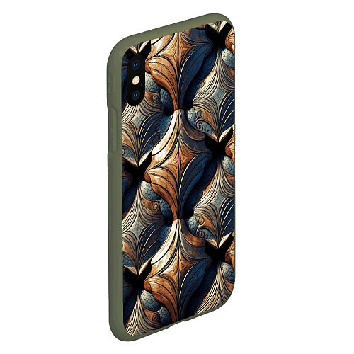 Чехол iPhone XS Max матовый Деревянные узоры щита / 3D-Темно-зеленый – фото 2