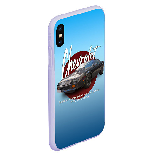 Чехол iPhone XS Max матовый Американский маслкар Chevrolet Camaro третьего пок / 3D-Светло-сиреневый – фото 2