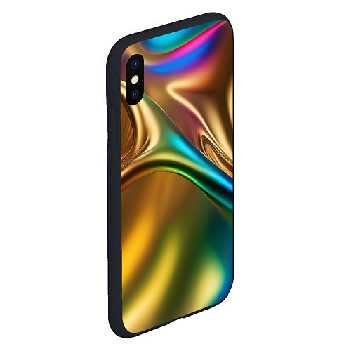 Чехол iPhone XS Max матовый Атласные изгибы / 3D-Черный – фото 2