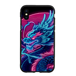 Чехол iPhone XS Max матовый Свирепый японский дракон - ирезуми