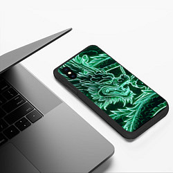 Чехол iPhone XS Max матовый Неоновый дракон - ирезуми, цвет: 3D-черный — фото 2