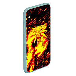 Чехол iPhone XS Max матовый Ведьмак огненное лого, цвет: 3D-мятный — фото 2