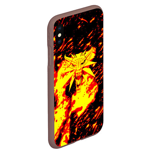 Чехол iPhone XS Max матовый Ведьмак огненное лого / 3D-Коричневый – фото 2