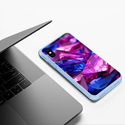 Чехол iPhone XS Max матовый Розовые и синие битые стекла, цвет: 3D-голубой — фото 2