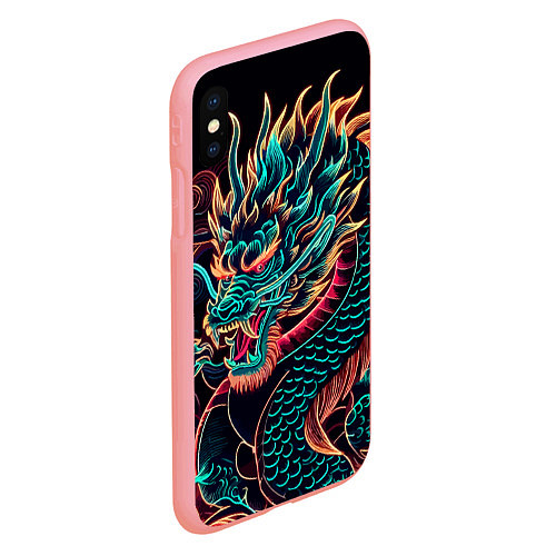 Чехол iPhone XS Max матовый Неоновое ирезуми японского дракона / 3D-Баблгам – фото 2