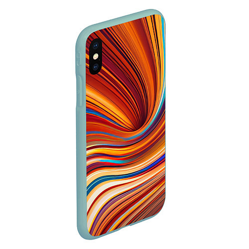 Чехол iPhone XS Max матовый Цветные волны - нейросеть / 3D-Мятный – фото 2