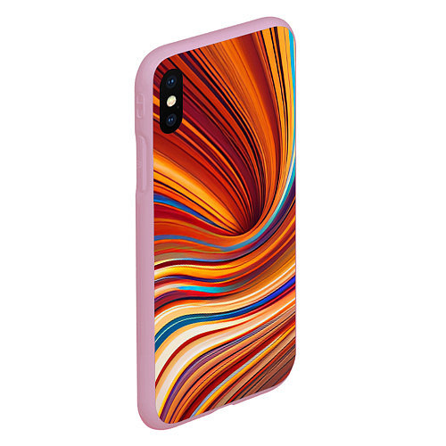 Чехол iPhone XS Max матовый Цветные волны - нейросеть / 3D-Розовый – фото 2