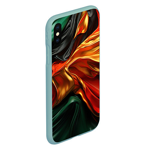 Чехол iPhone XS Max матовый Оранжевая и зеленый абстракция / 3D-Мятный – фото 2