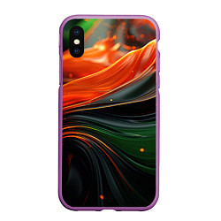 Чехол iPhone XS Max матовый Оранжевая и зеленый абстракция