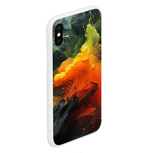 Чехол iPhone XS Max матовый Взрыв оранжевой краски / 3D-Белый – фото 2