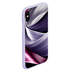 Чехол iPhone XS Max матовый Абстрактные волнистые полосы, цвет: 3D-светло-сиреневый — фото 2