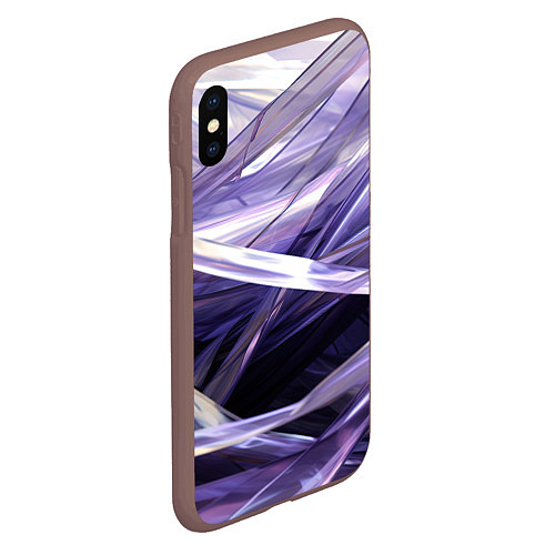 Чехол iPhone XS Max матовый Фиолетовые прозрачные полосы / 3D-Коричневый – фото 2