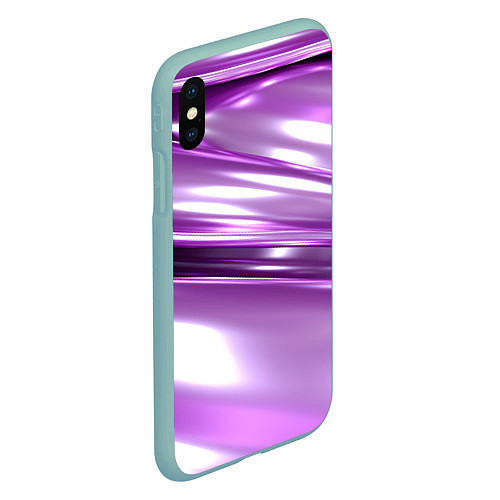 Чехол iPhone XS Max матовый Нежные фиолетовые полосы абстракта / 3D-Мятный – фото 2