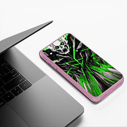 Чехол iPhone XS Max матовый Череп и зелёные полосы, цвет: 3D-розовый — фото 2