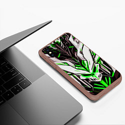 Чехол iPhone XS Max матовый Зелёный адский череп, цвет: 3D-коричневый — фото 2