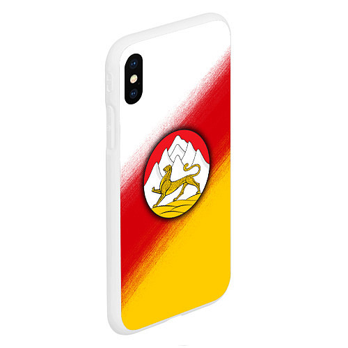 Чехол iPhone XS Max матовый Герб Осетии на фоне / 3D-Белый – фото 2