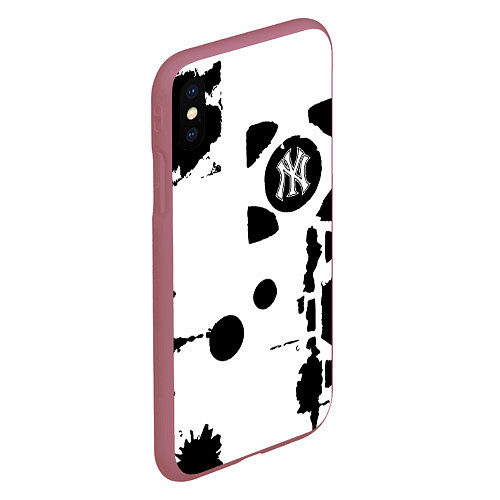 Чехол iPhone XS Max матовый New York yankees - baseball team pattern / 3D-Малиновый – фото 2