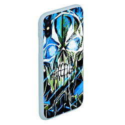 Чехол iPhone XS Max матовый Синий адский череп, цвет: 3D-голубой — фото 2