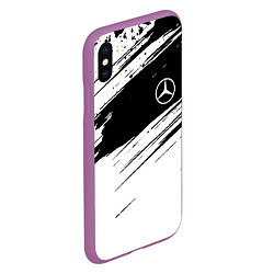 Чехол iPhone XS Max матовый Mercedes benz краски чернобелая геометрия, цвет: 3D-фиолетовый — фото 2