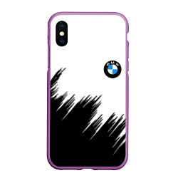 Чехол iPhone XS Max матовый BMW чёрные штрихи текстура, цвет: 3D-фиолетовый