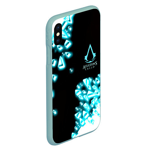 Чехол iPhone XS Max матовый Assassins Creed анимус / 3D-Мятный – фото 2